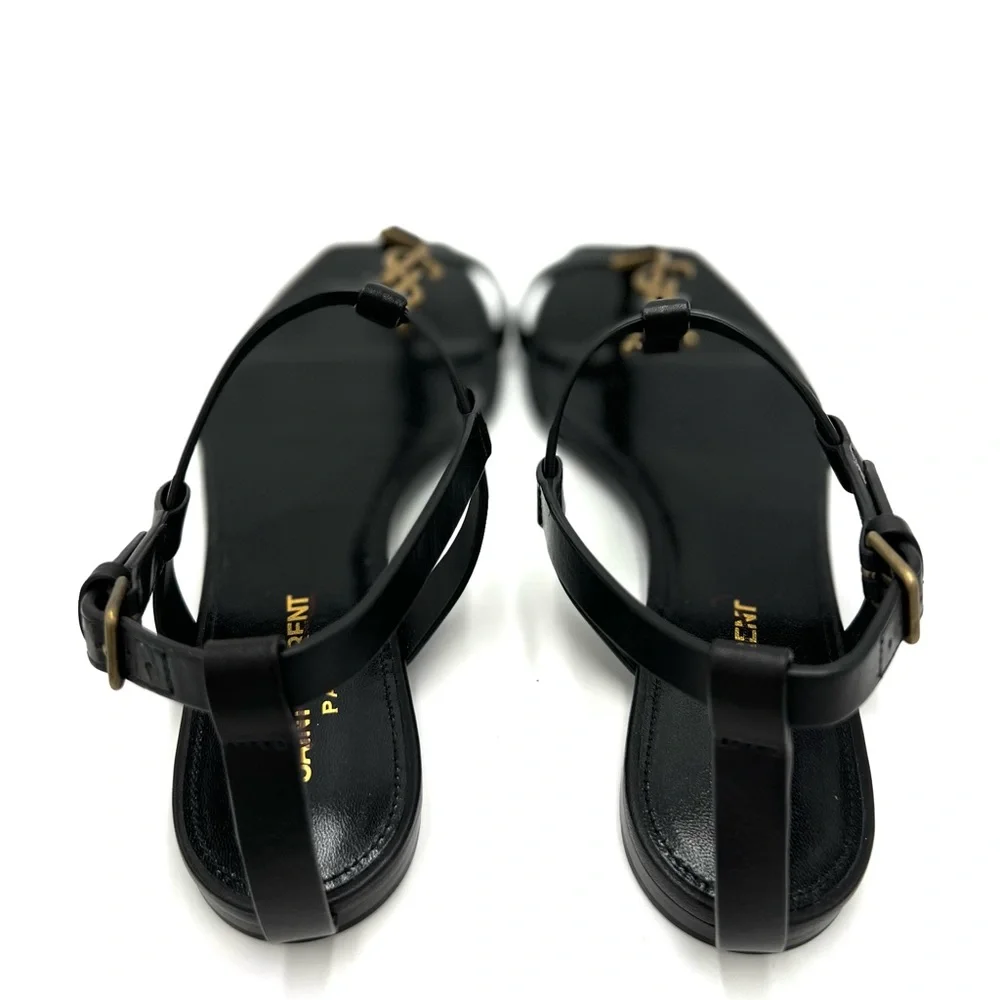 Yves Saint Laurent Black and Gold Sandals - Picture 7 of 7